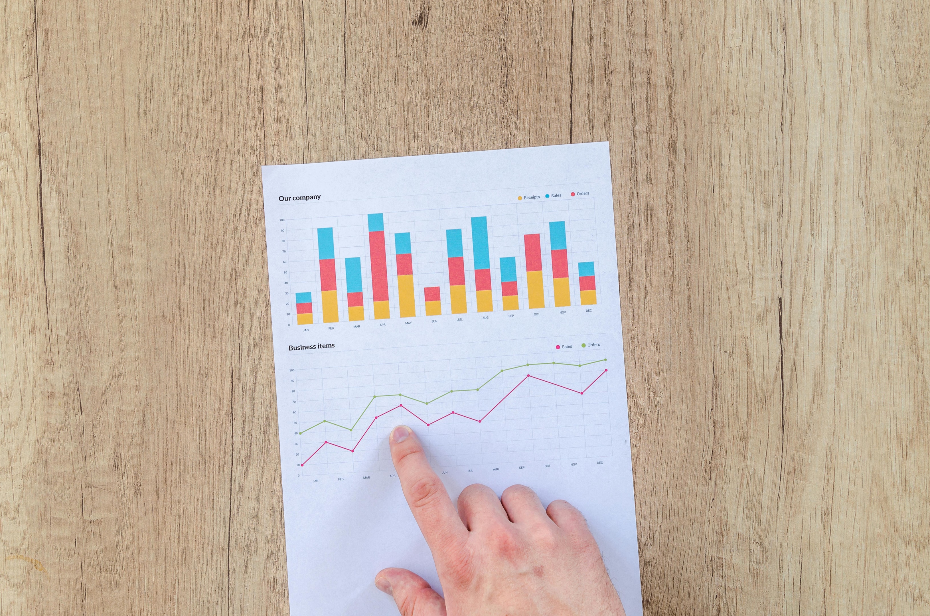 Real estate investor reviewing charts of market trends for investment