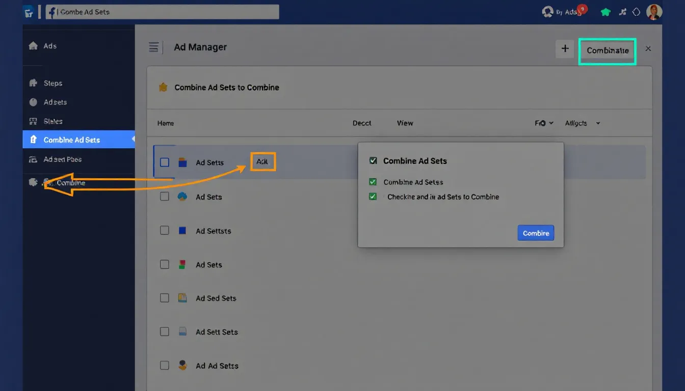 Steps to combine ad sets on Facebook, including how to combine ad sets facebook.