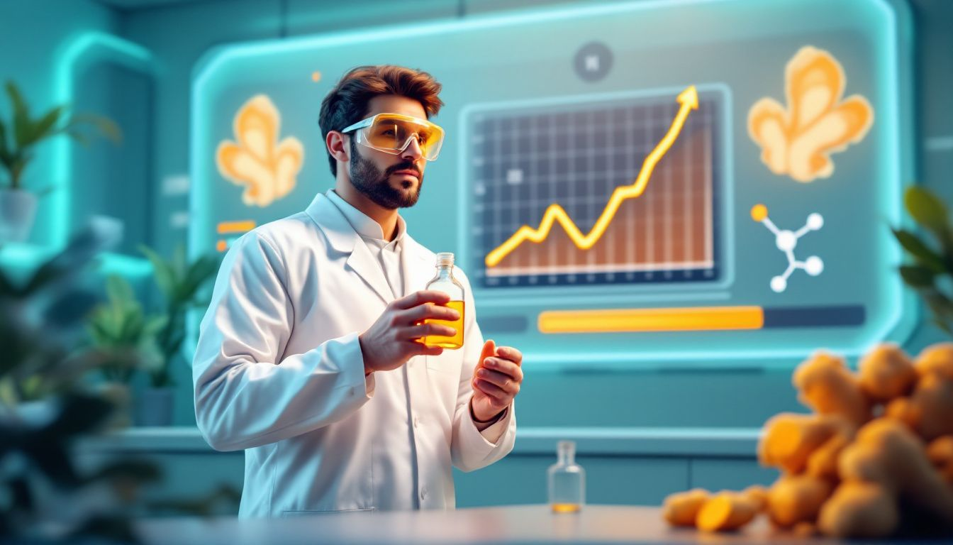 Ginger & Testosterone: How This Spice Can Boost Your Hormone Levels 3 A researcher conducting a study on the effects of ginger on testosterone levels.