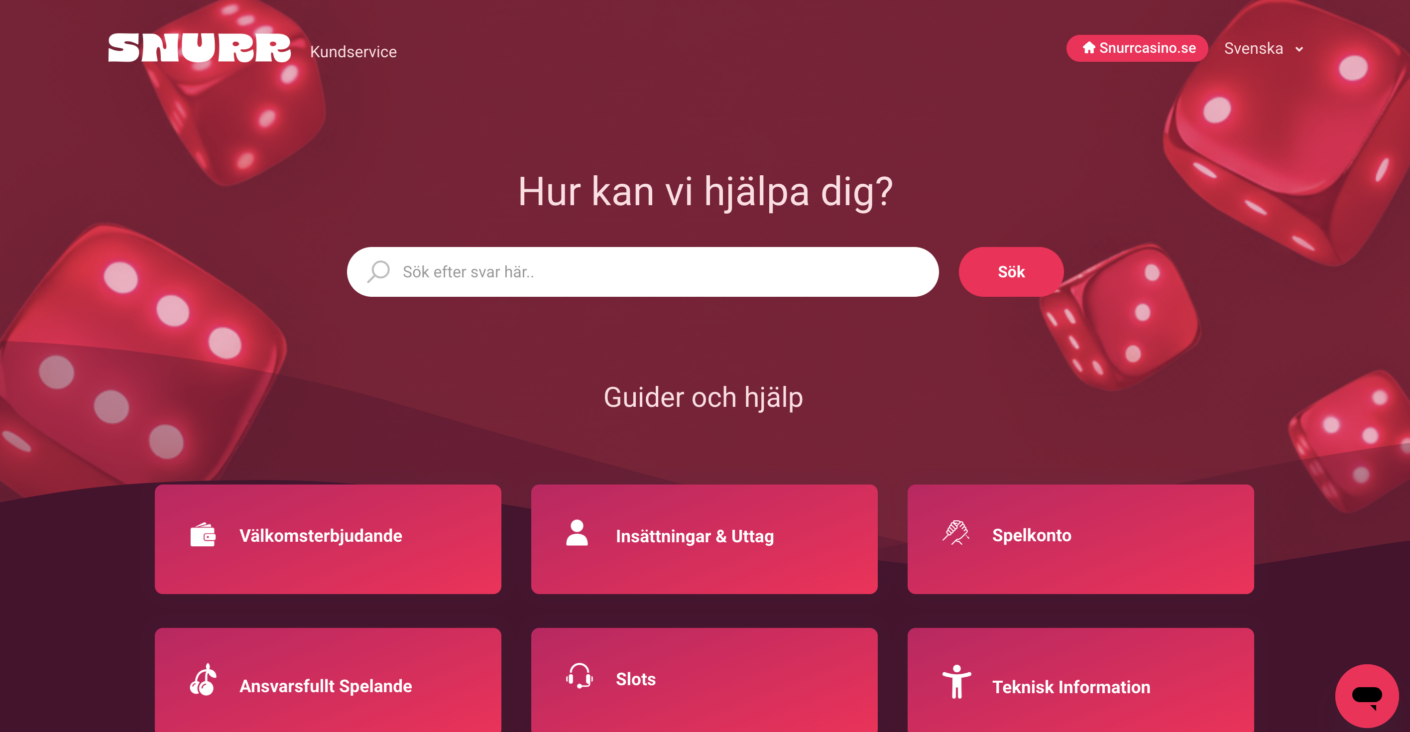 Snurr kundtjänst sida