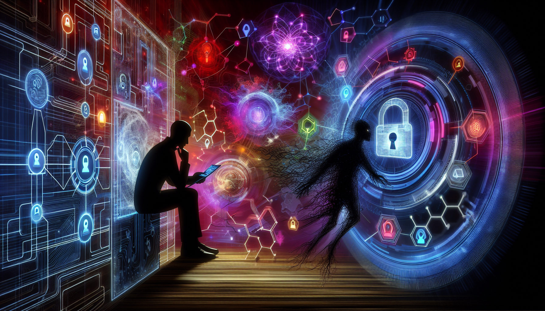 An illustration depicting the role of artificial intelligence in cybersecurity.