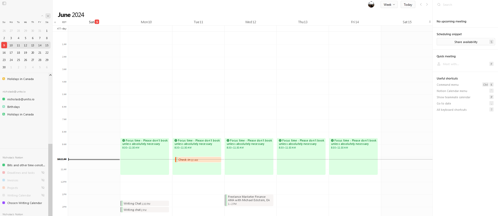 A screenshot of Notion Calendar.