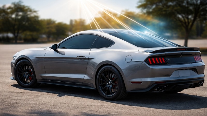 Heat radiations reflecting back from ceramic coated mustang windows