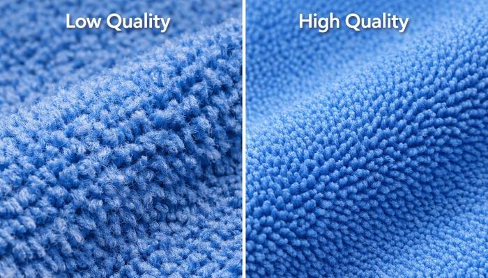 Comparison between a high-quality and low quality towel