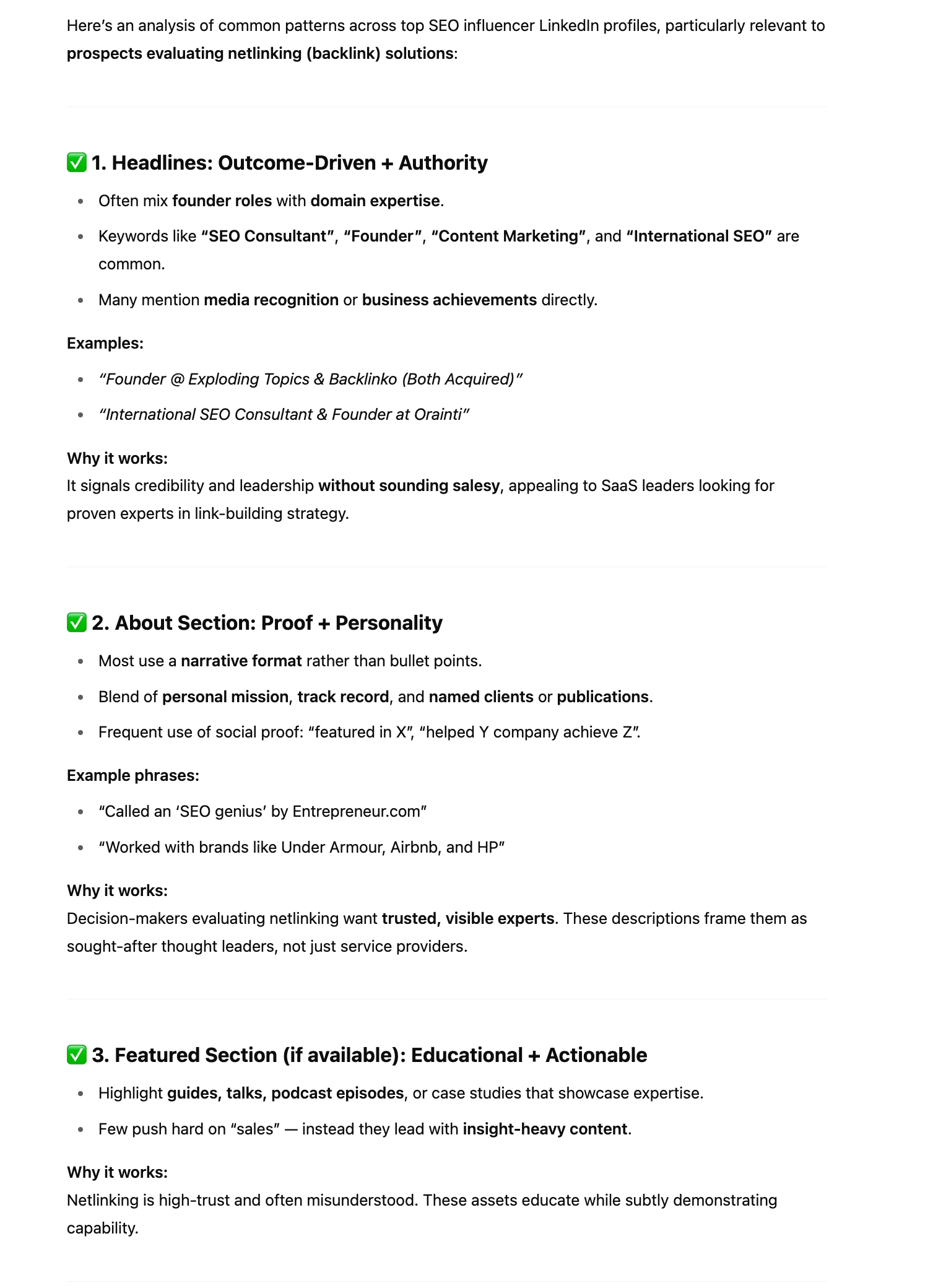 ChatGPT analyzing LinkedIn profile patterns