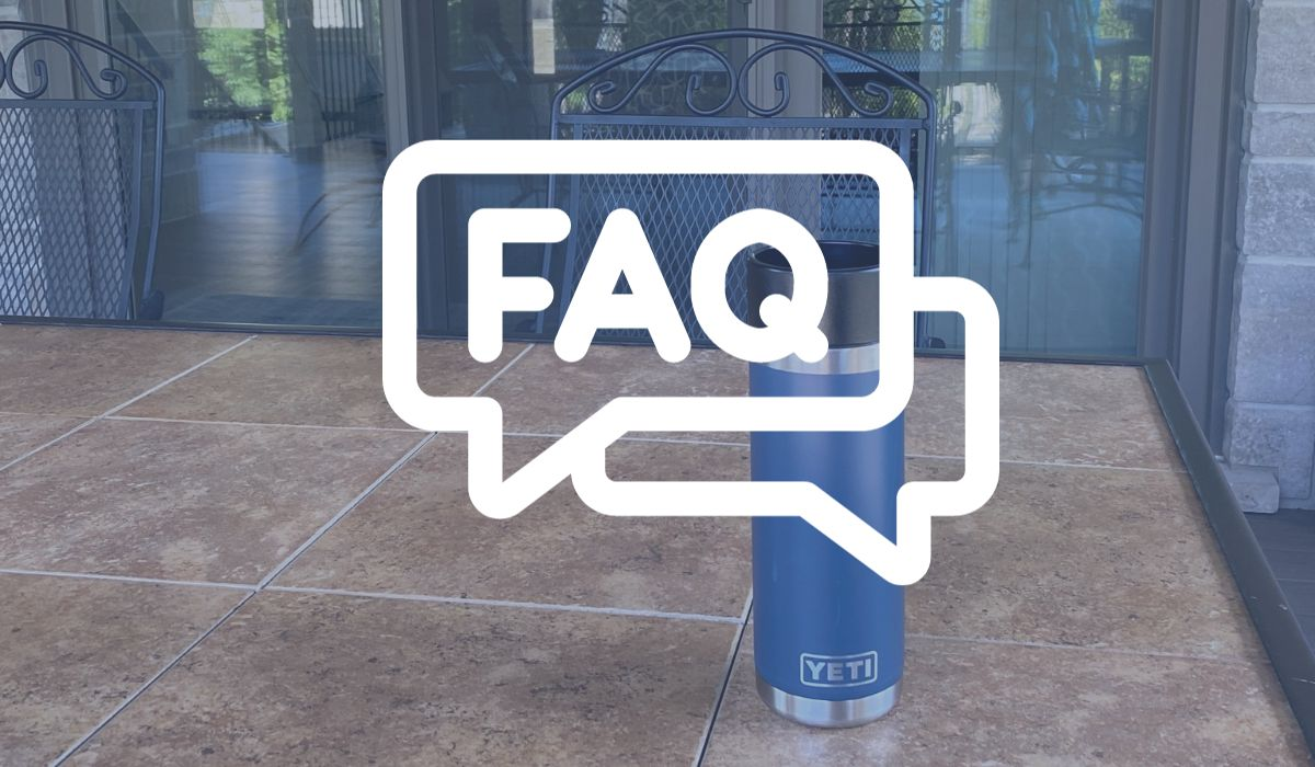 YETI Tumbler  on table outside to introduce FAQs