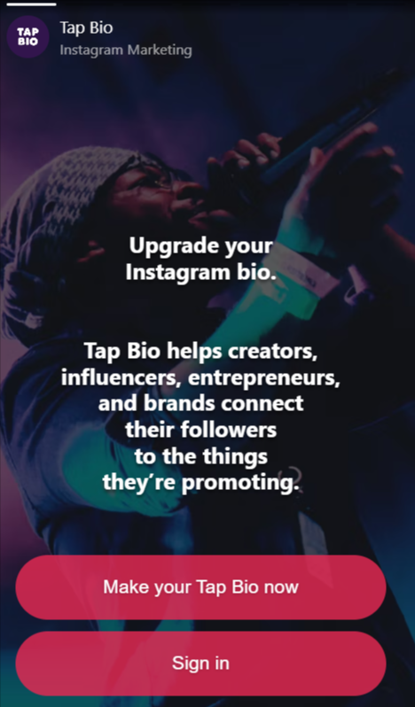 Tap Bio main page