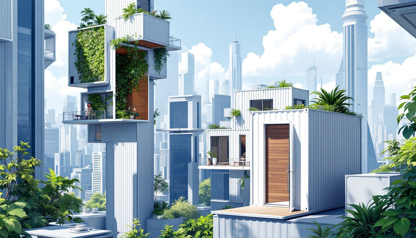 An illustration explaining the concept of container homes.