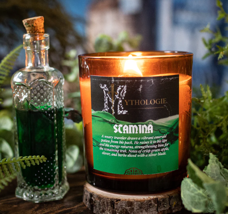 The Stamina potion smells of crisp green apple, clover, and herbs sliced with a silver blade.
