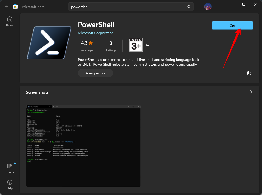 Powershell in Windows Store