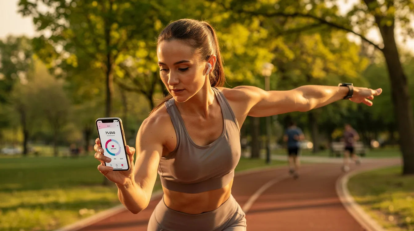 a15e414e 3486 424e abe2 e780ffdcdbf9 A person is exercising outdoors while using a wellness app on their smartphone, highlighting the integration of digital health platforms in personal fitness routines. This scene emphasizes the growing trend of health and wellness, showcasing how technology supports physical activity and mental health.
