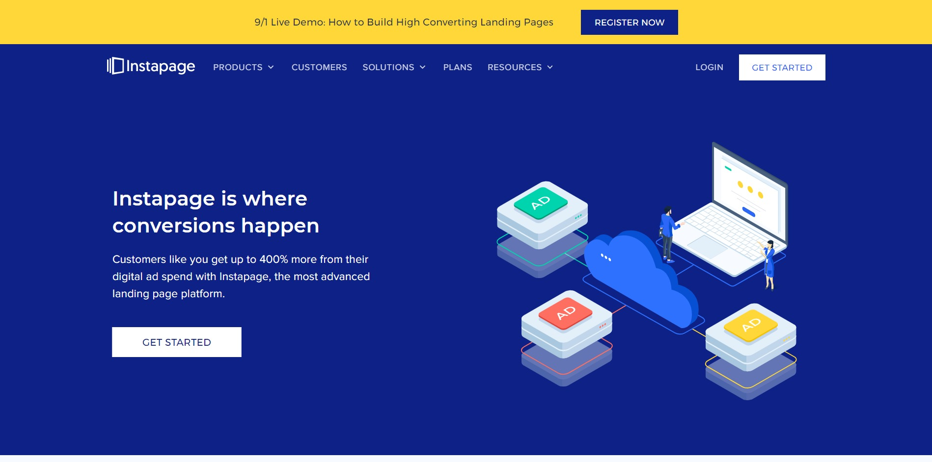 Instapage home page