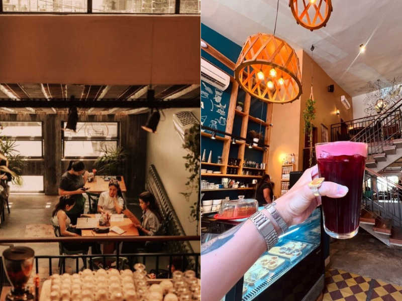 Clientes sendo atendidos; mulher segura copo de bebida na parte interna do Ópera. Imagens: Reprodução Instagram.