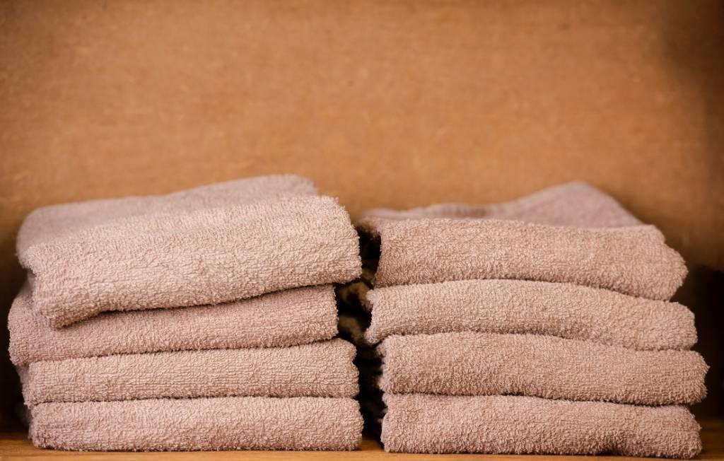 used microfiber towels stacked