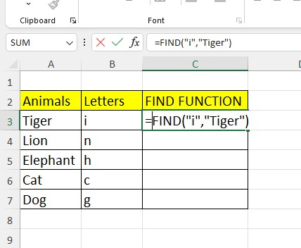 Type the FIND function formula but using a direct string.