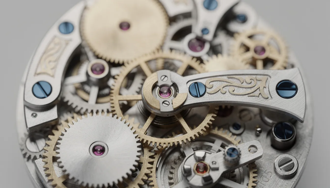 This close-up image showcases the intricate movement of a luxury watch, highlighting the visible gears and meticulously crafted mechanical components that define its exceptional craftsmanship. The detailed view emphasizes the quality and precision that watch collectors and enthusiasts admire in high-end timepieces.