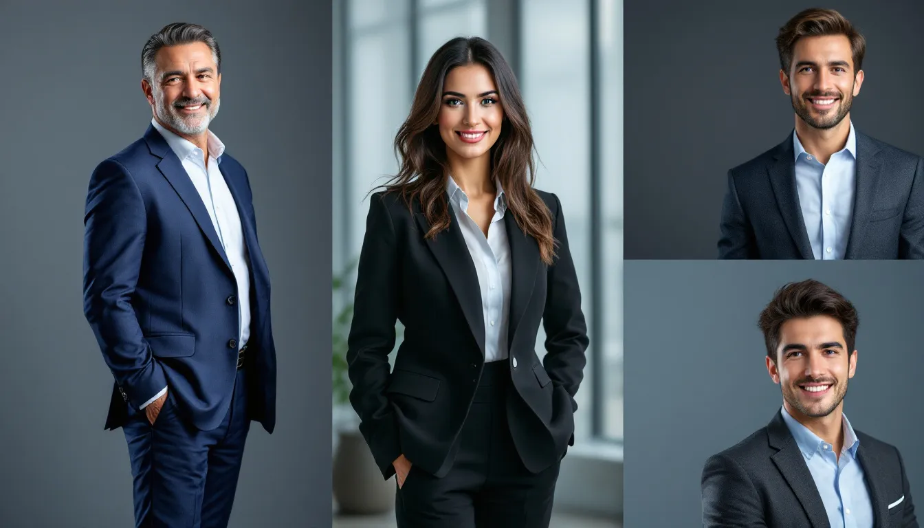 A collection of professional corporate headshots showcasing various business professionals.