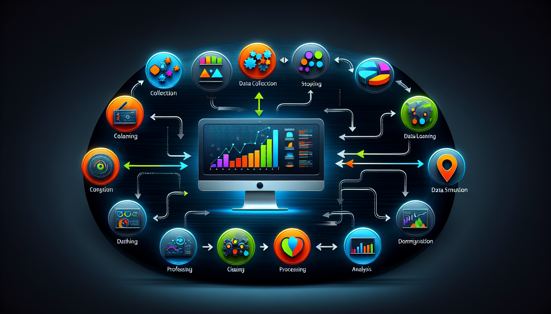 An illustration depicting the process of performing web log analysis, including data collection and visualization.