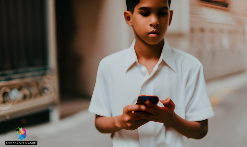 A young boy addicted to a social media site