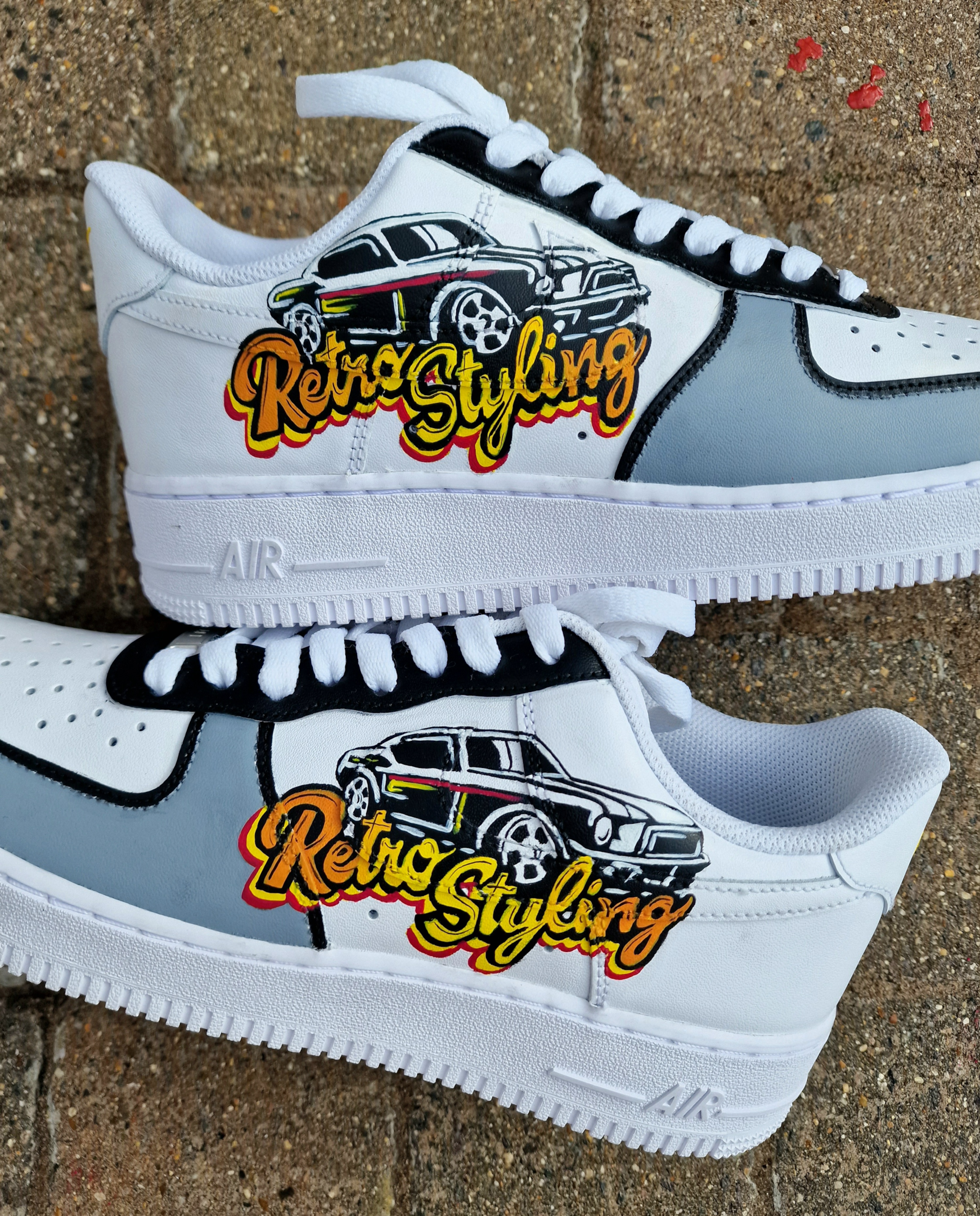 Custom Nike AF1s painted for Car detailing company - 'Retro styling'