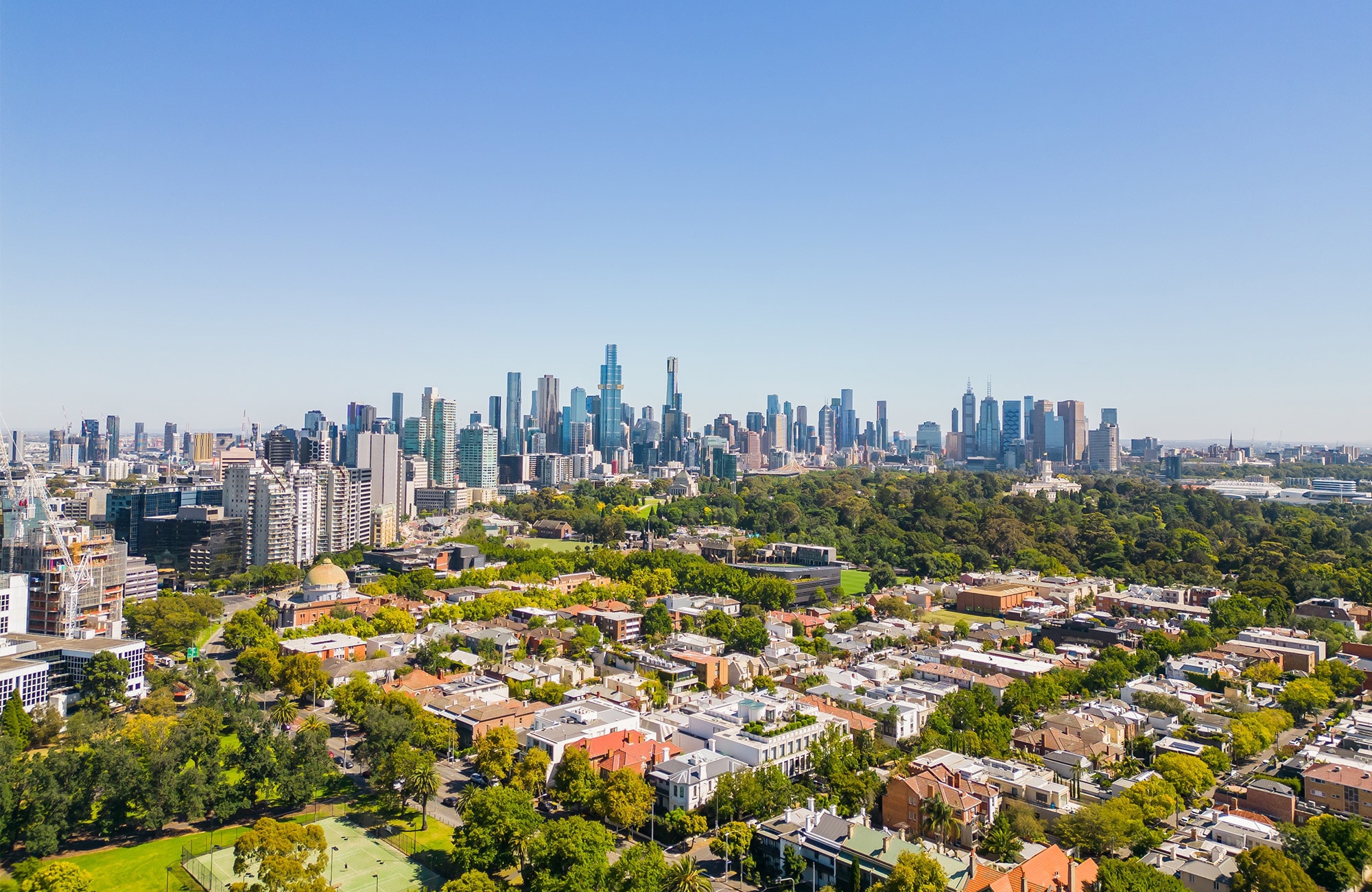 Melbourne City View in Summer