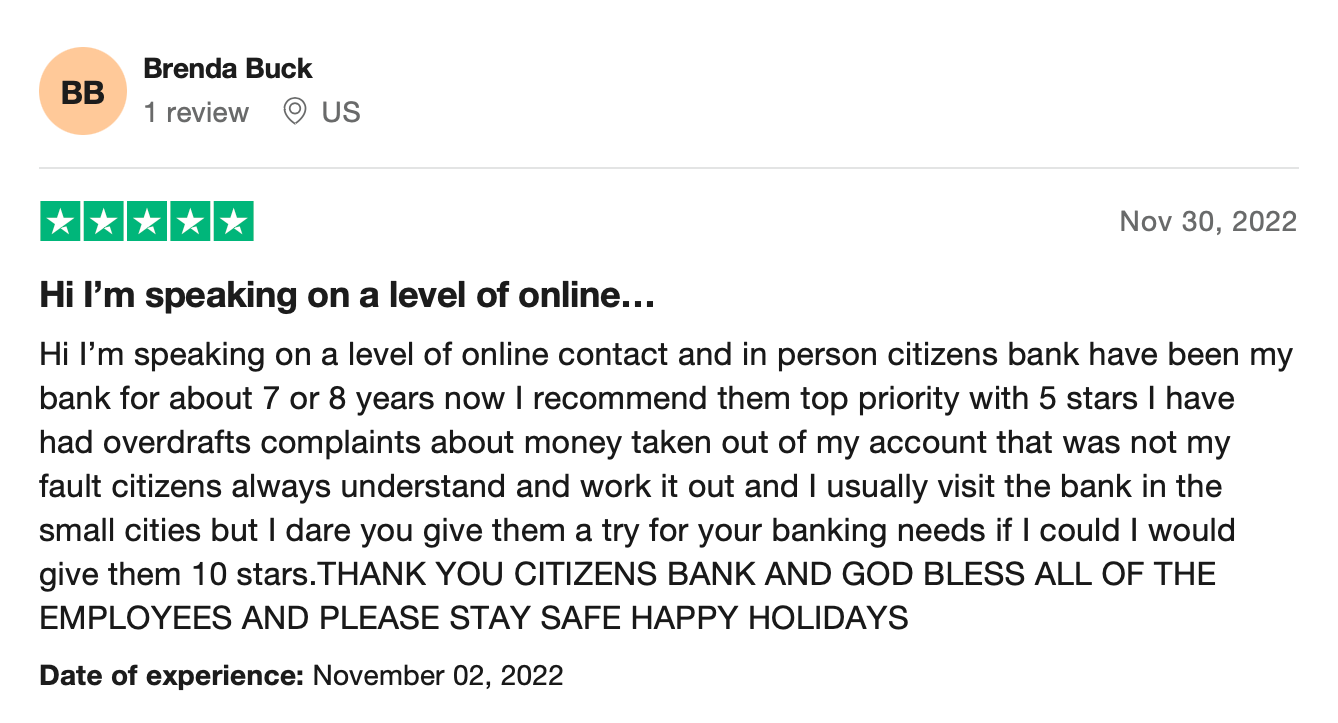 citizens bank trustpilot review