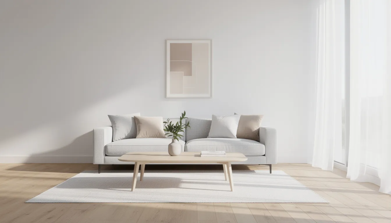 A clean and staged living room filled with natural light features minimal furniture, creating a serene atmosphere ideal for showcasing probate properties. This inviting space highlights the importance of presentation in the real estate business, particularly for certified probate specialists assisting clients in the probate process.