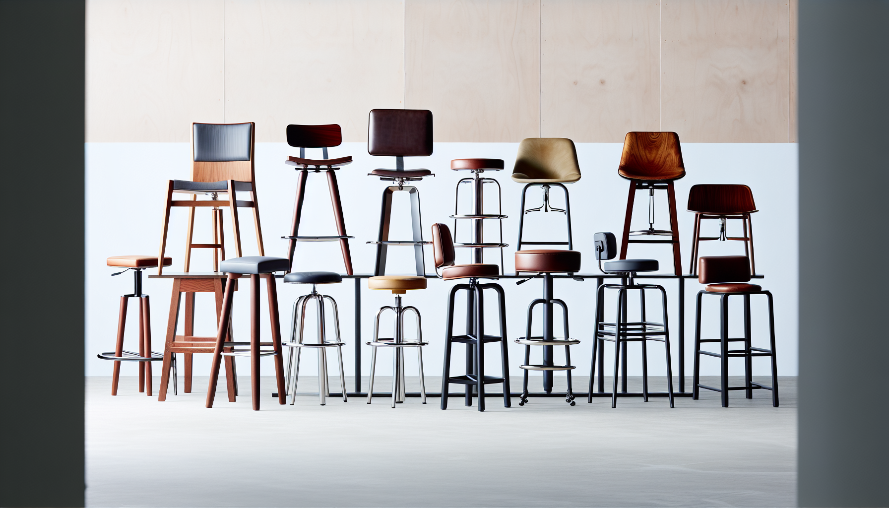 Variety of bar stools in different styles and heights