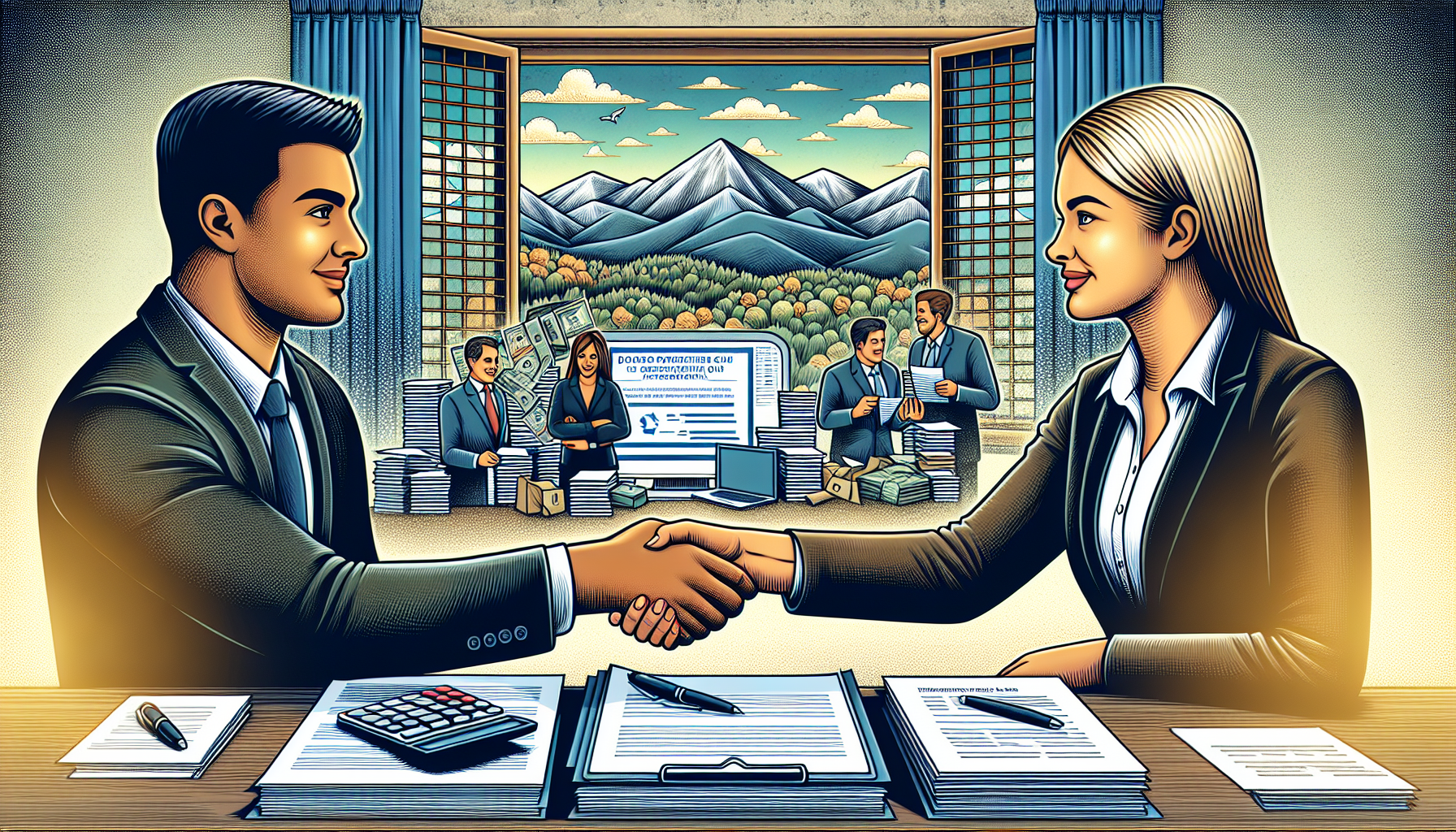Illustration of a handshake between a borrower and a lender