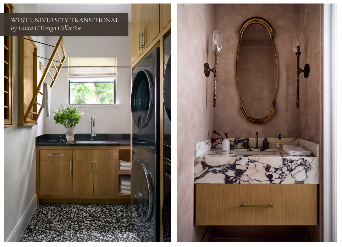 West University Transitional Project from Laura U Design Collective laundry and powder rooms