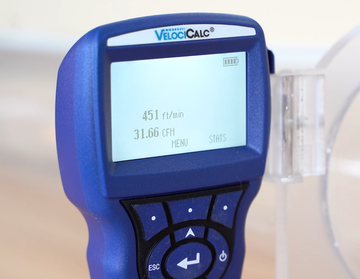 airflow meter showing air movement of Shark iz340h cordless vacuum