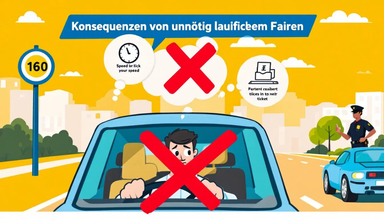 Konsequenzen von unnötig langsamem Fahren, wie Bußgelder und Strafen.