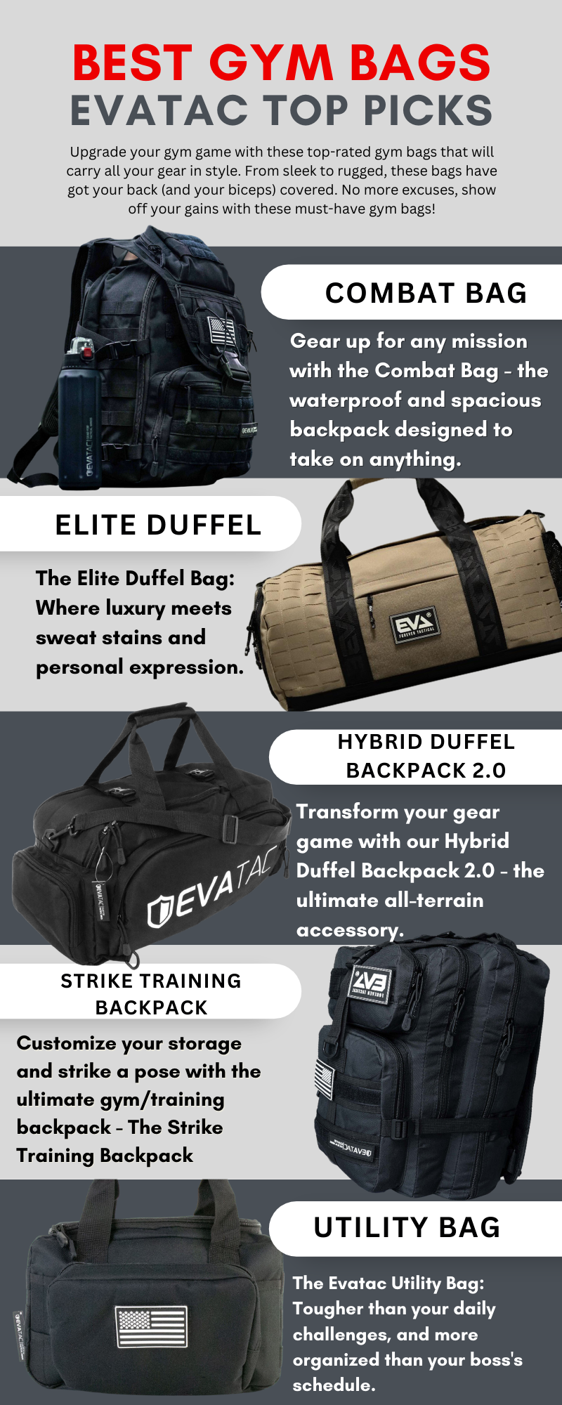 gym bags, backpacks