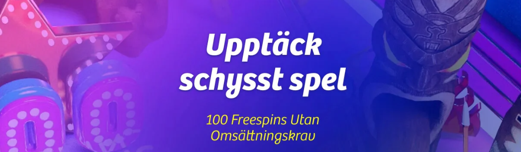 Casinoerbjudande med 100 free spins utan omsättningskrav.