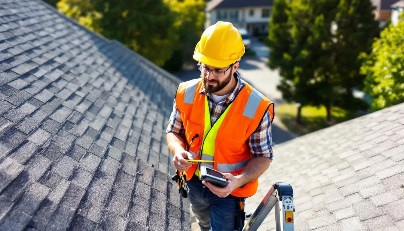 A professional technician is carefully examining the roof structure of a residential home in India, taking precise measurements for the installation of rooftop solar panels. The technician assesses the available roof area and roof type to ensure an efficient solar rooftop system that can effectively produce electricity and help homeowners reduce their electricity bills.