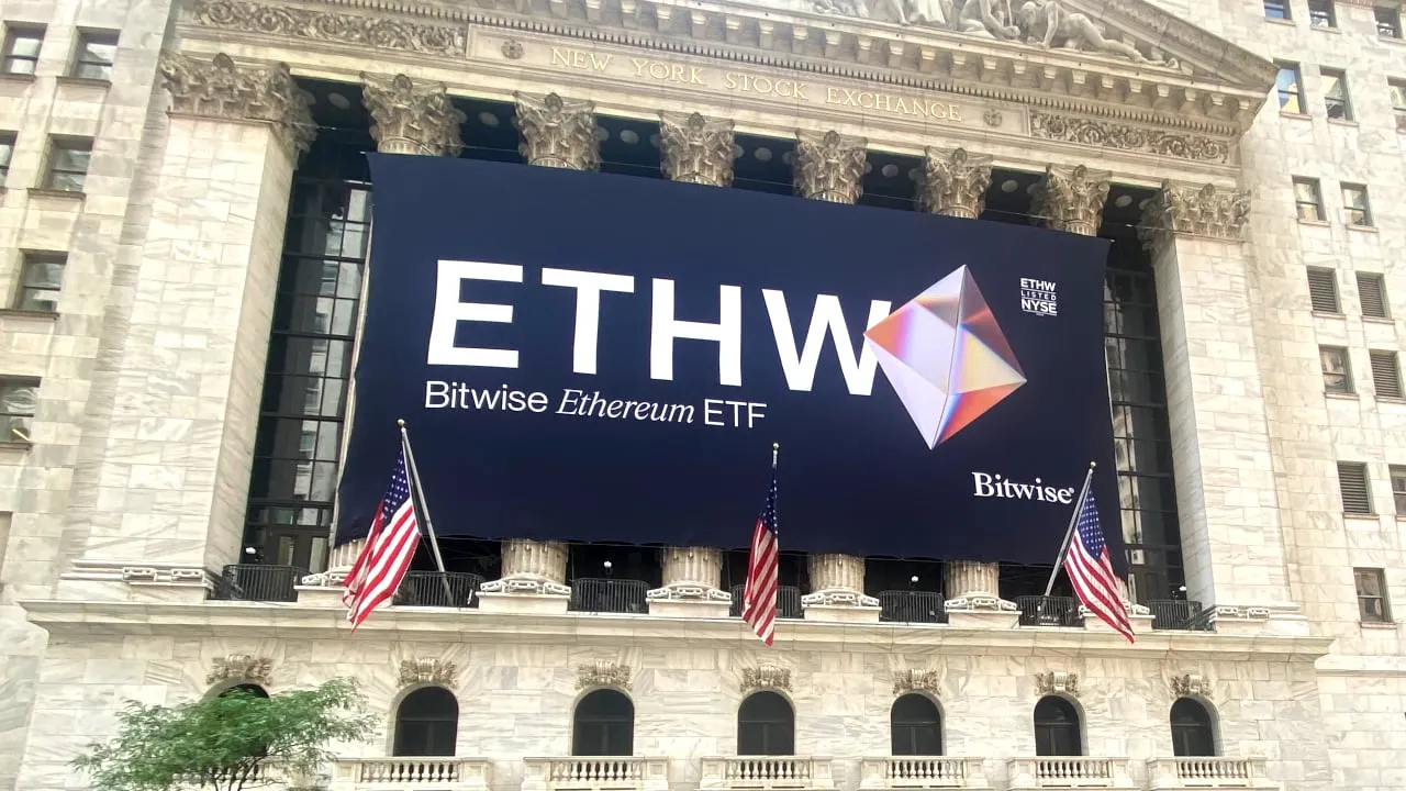 The Future of Leveraged ETH Options, showcased by an image of the Bitwise Ethereum ETF.