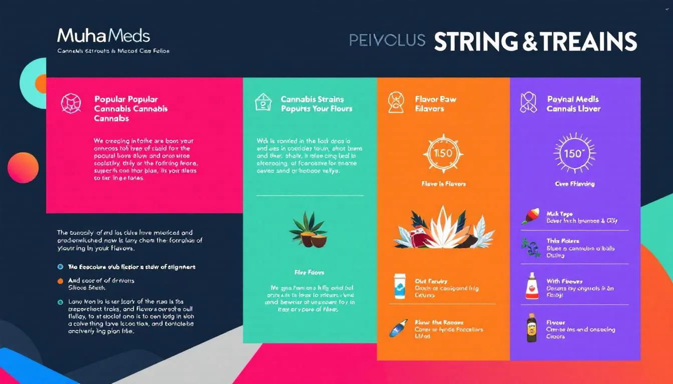 Popular strains and flavors of cannabis products offered by Muha Meds.