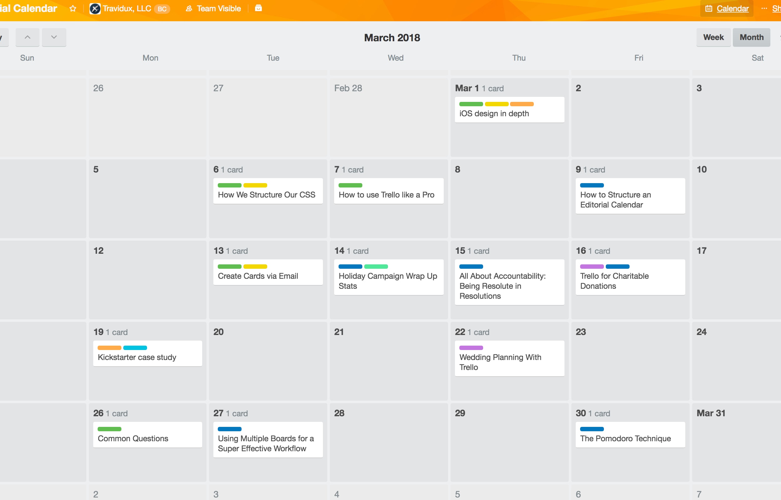 A screenshot of the Calendar Power-Up for Trello.