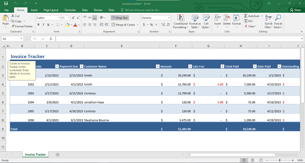 Setting up Excel for invoice management