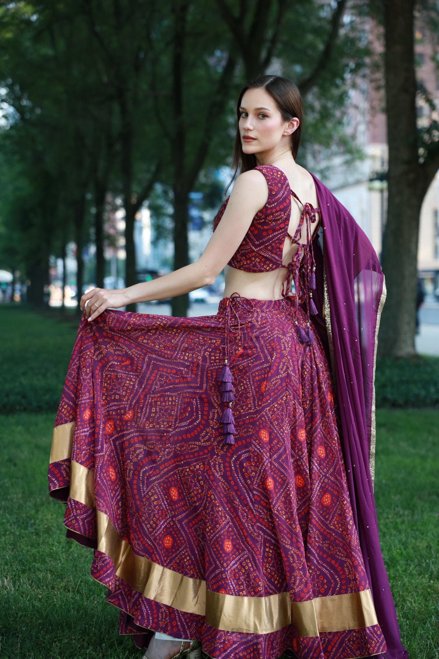 Accessories complementing a chaniya choli outfit.