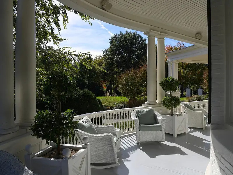 A wrap-around porch at the vice president's residence
