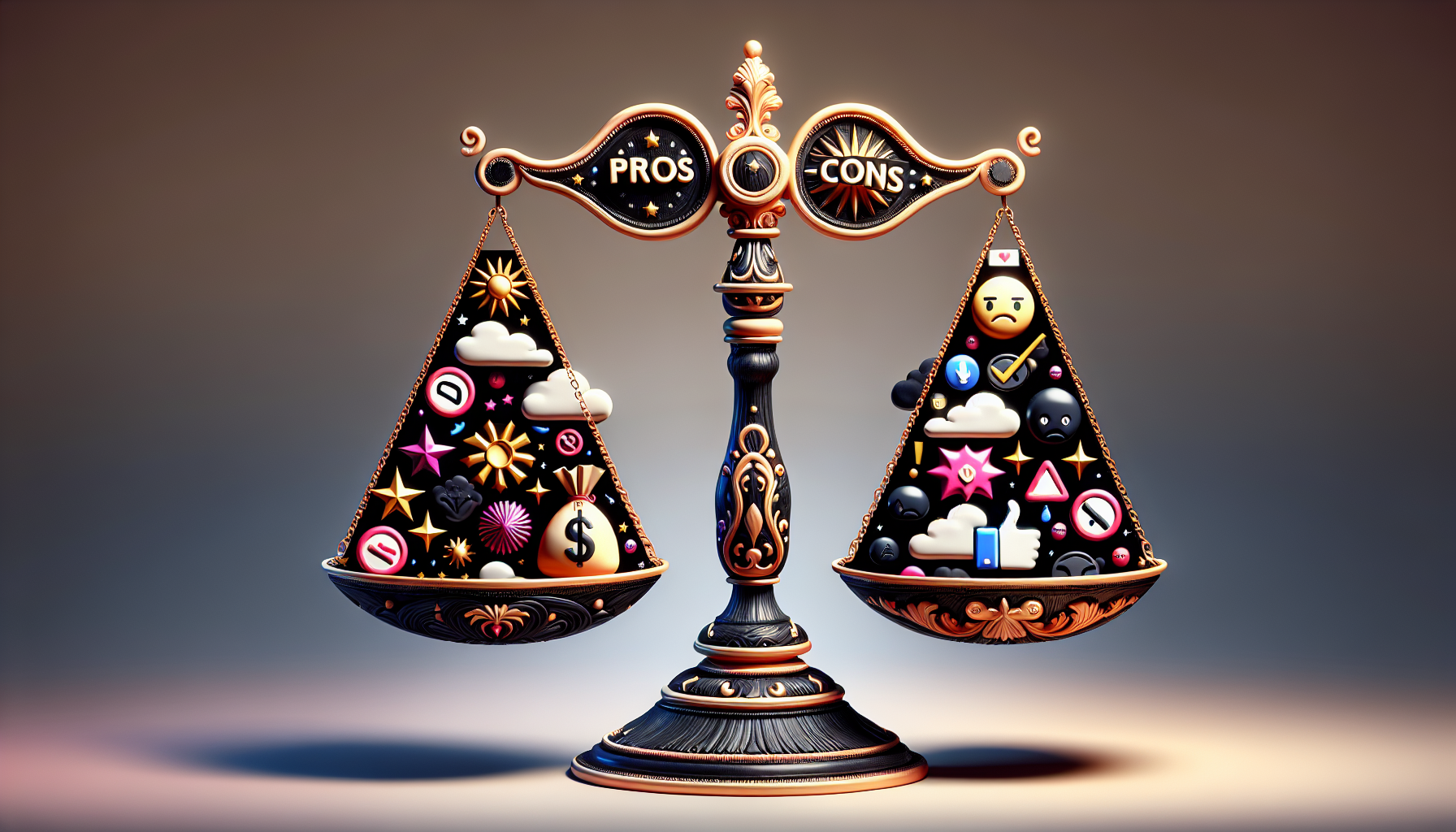 Pros and cons of Immediate Flow illustrated with a balanced scale.