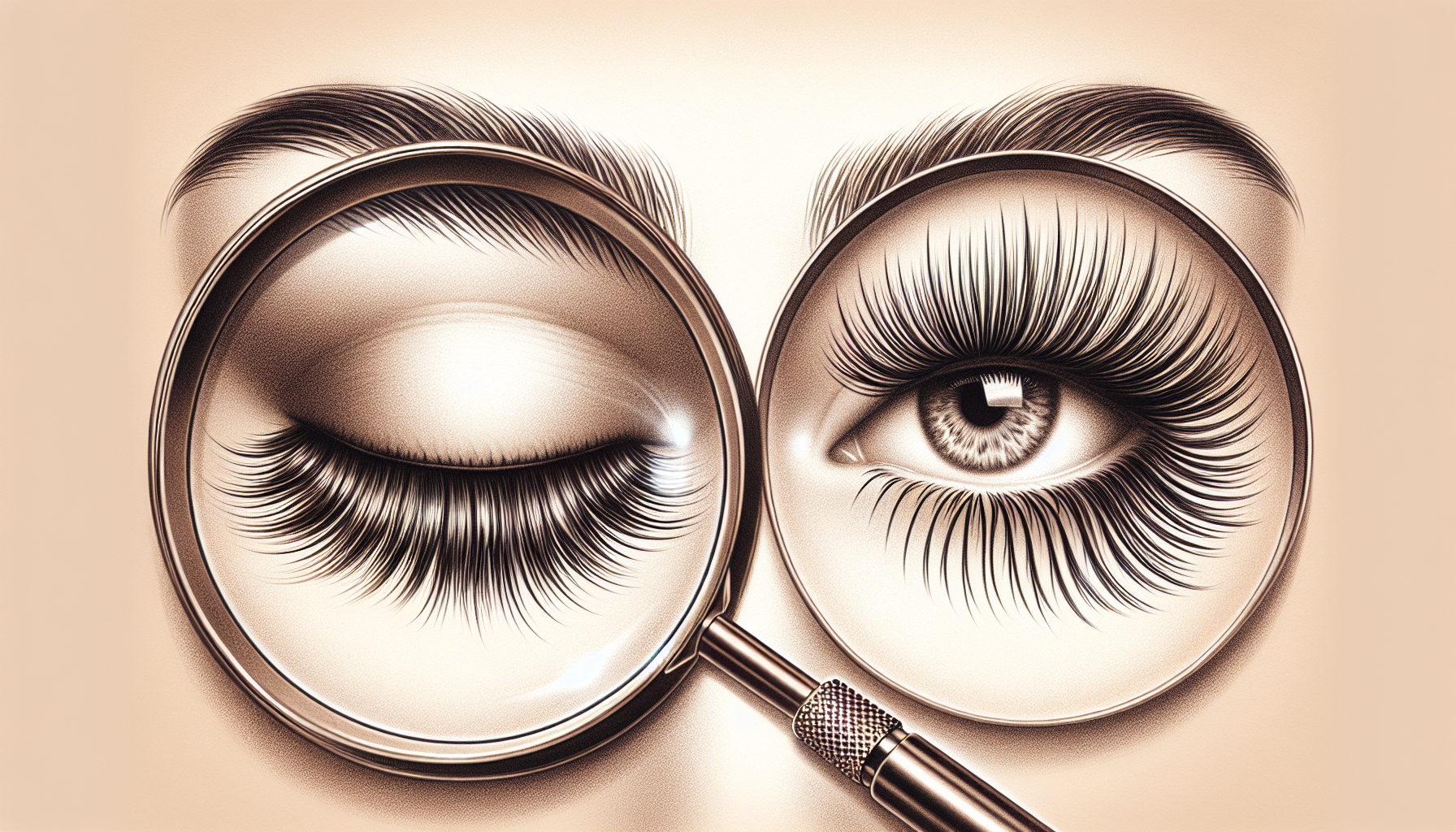 Illustration of natural lashes and lash extensions