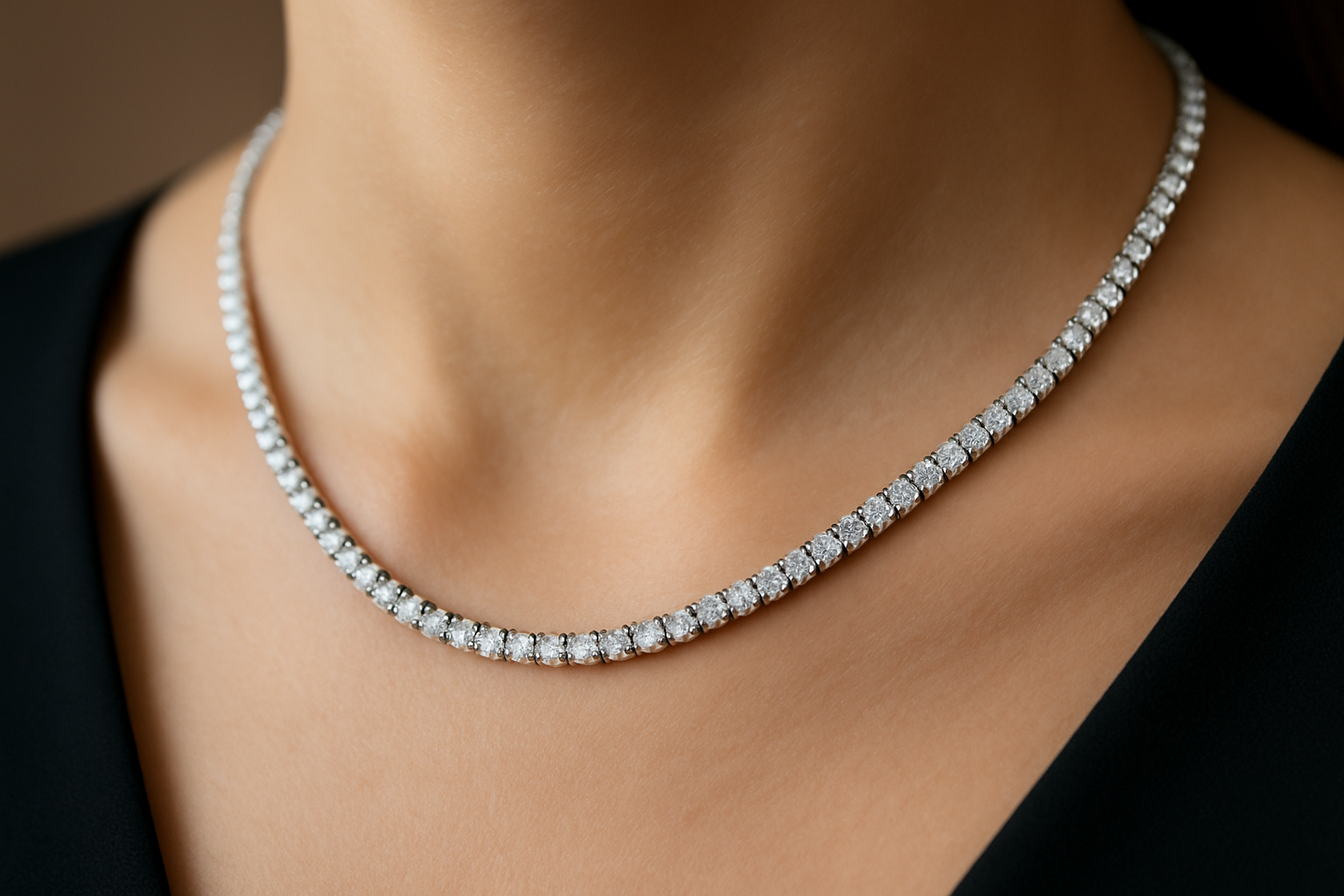 Balto aukso tennis koljė iš apvalių deimantų