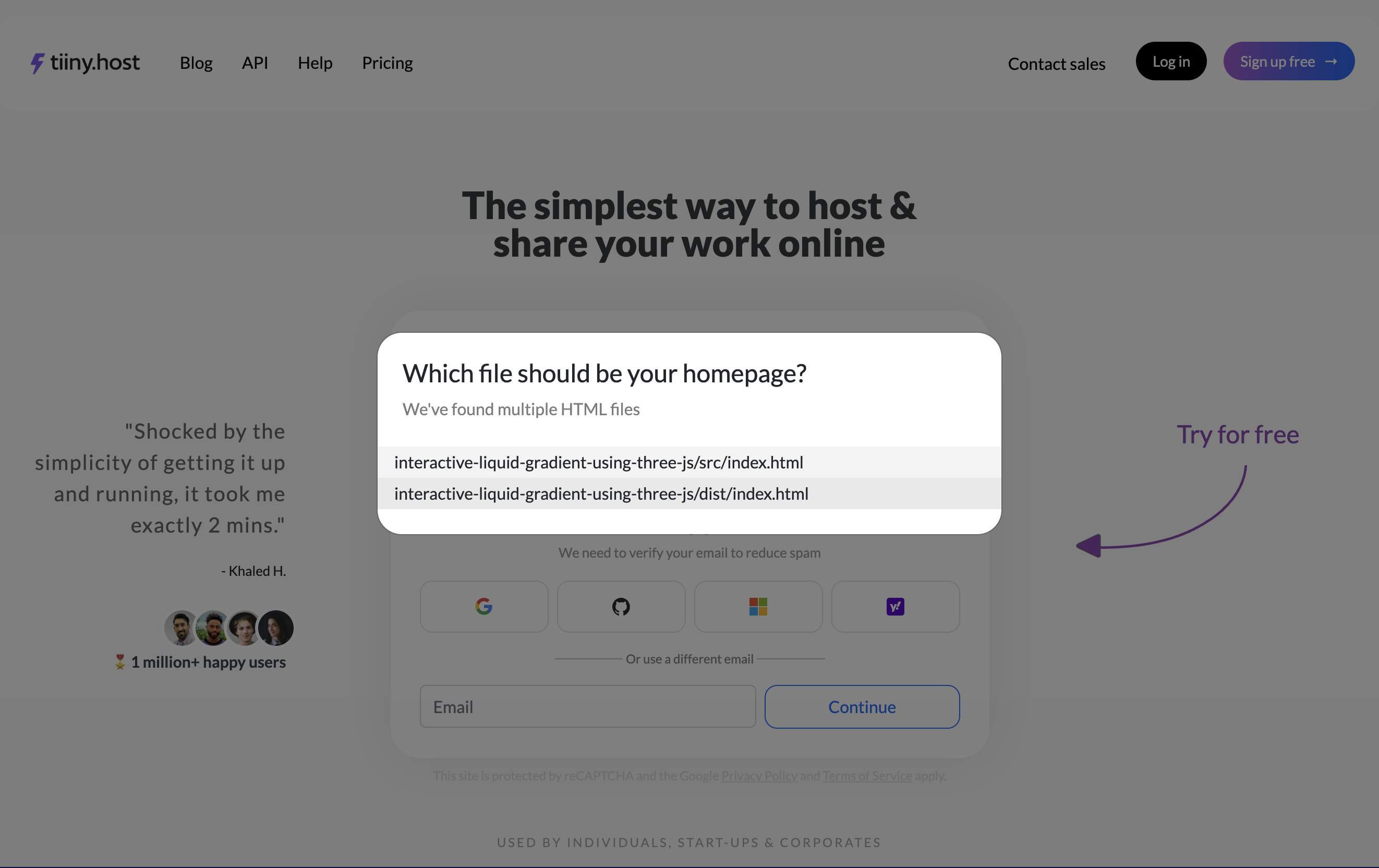 Select the file you want to be your homepage