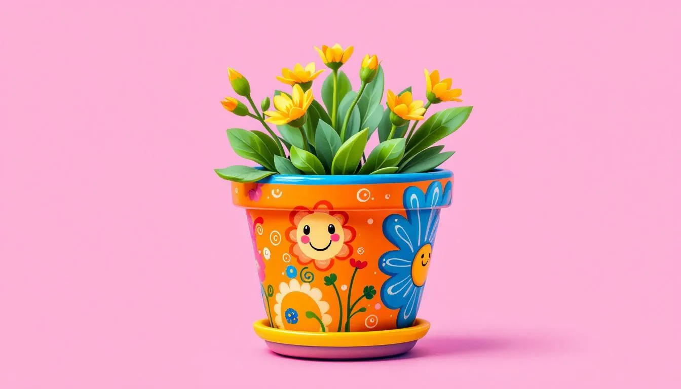 Hand-painted plant pots in vibrant colors, showcasing creativity and the joy of handmade gifts.