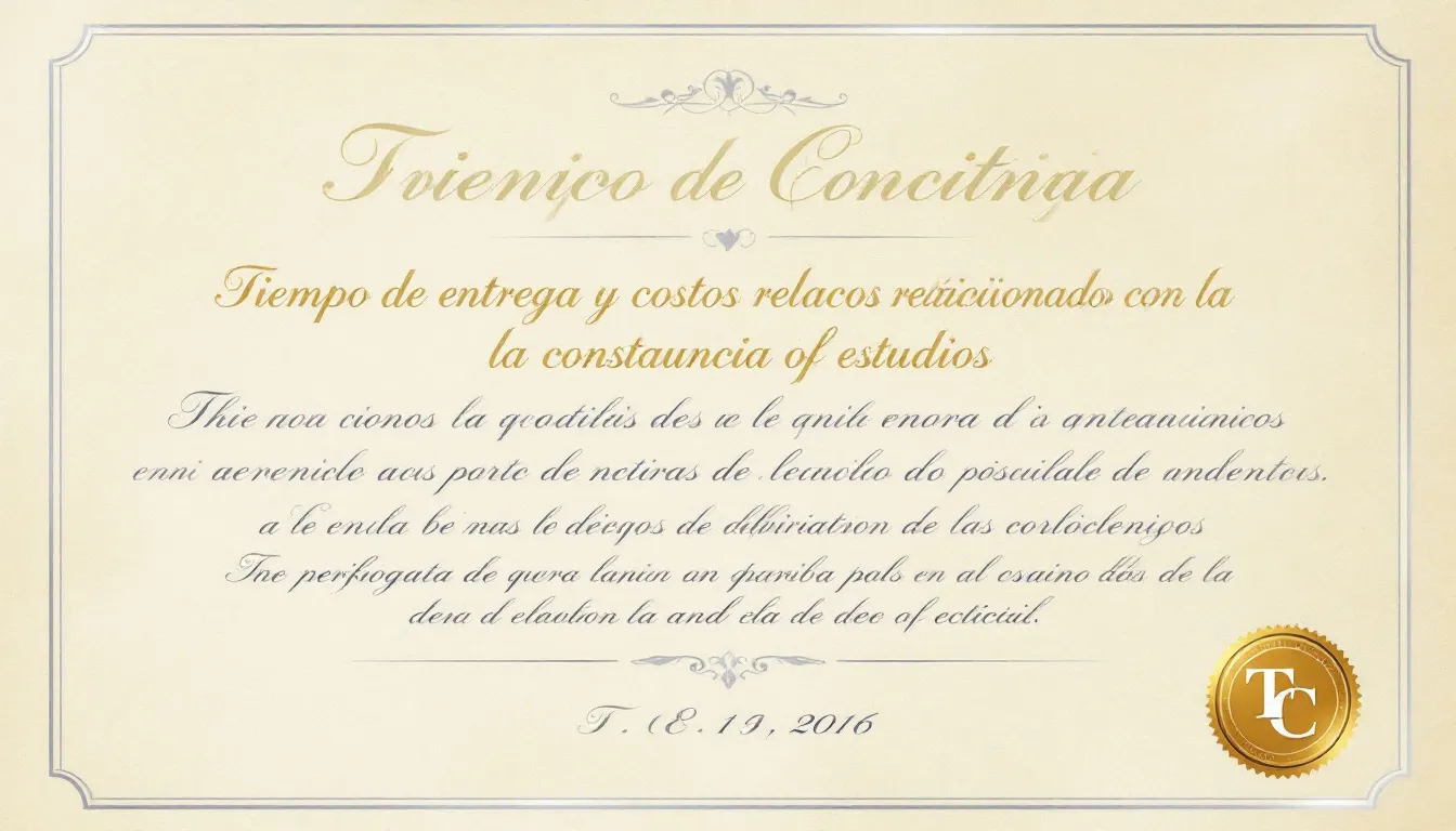 Tiempo de entrega y costos relacionados con la constancia de estudios.