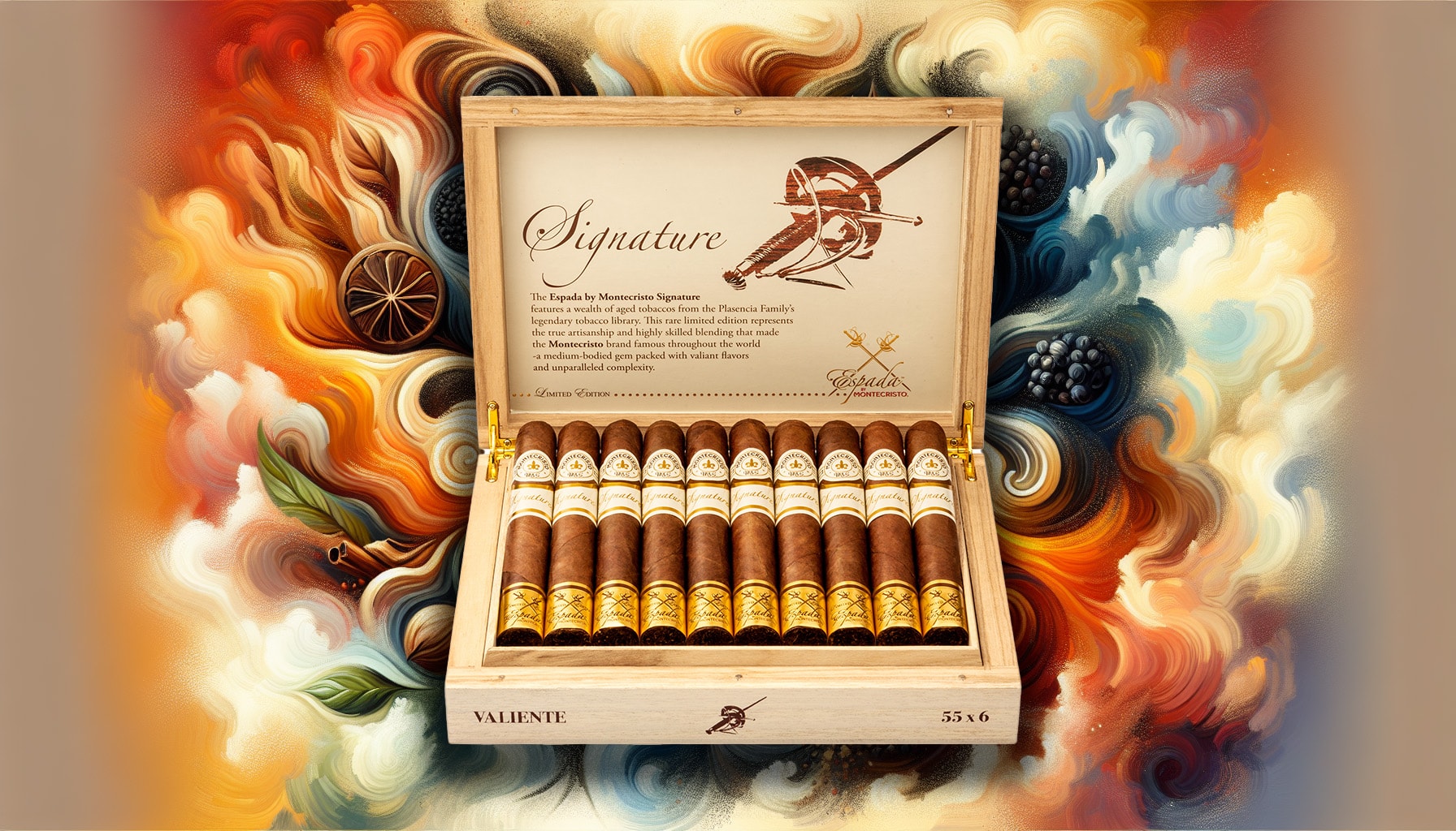 A colorful representation of the flavor profile of Montecristo Espada Signature cigars.