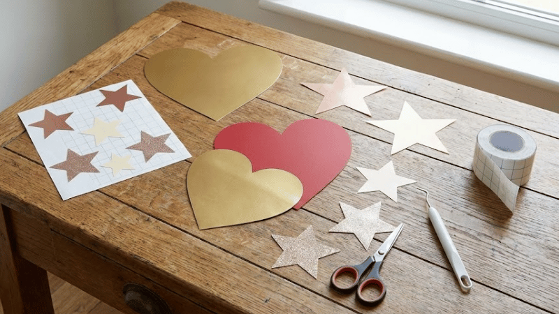 beautiful heart and a star vinyl decals on the table