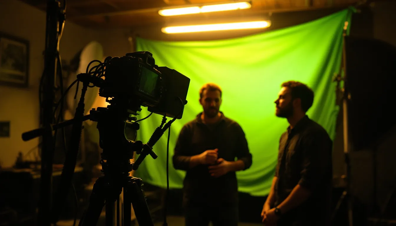 A poorly lit video production setup illustrating inadequate lighting.